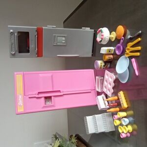 (33 Items) 1990 Mattel Barbie Fridge Stove Kitchen Accessories